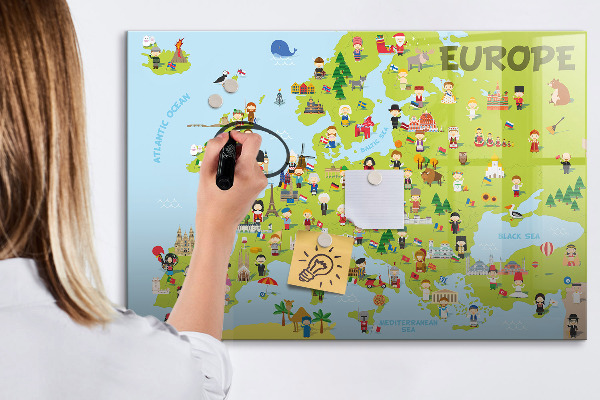 Lavagna magnetica scrivibile Mappa interattiva dell'Europa per segnare i tuoi viaggi