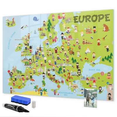 Lavagna magnetica scrivibile Mappa interattiva dell'Europa per segnare i tuoi viaggi