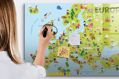 Lavagna magnetica scrivibile Mappa interattiva dell'Europa per segnare i tuoi viaggi