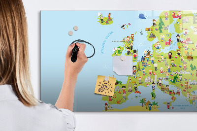 Lavagna magnetica scrivibile Mappa interattiva dell'Europa per segnare i tuoi viaggi