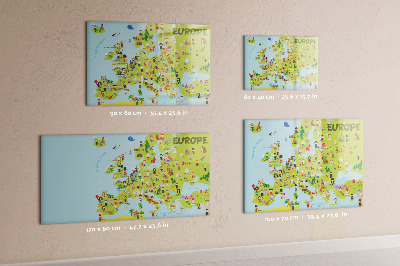 Lavagna magnetica scrivibile Mappa interattiva dell'Europa per segnare i tuoi viaggi