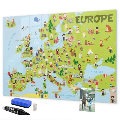 Lavagna magnetica scrivibile Mappa interattiva dell'Europa per segnare i tuoi viaggi