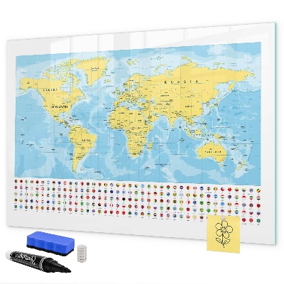 Lavagna magnetica con pennarelli Una mappa del mondo per la personalizzazione e i ricordi