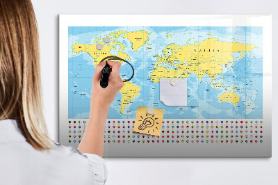 Lavagna magnetica con pennarelli Una mappa del mondo per la personalizzazione e i ricordi