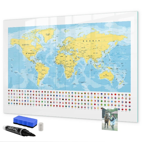 Lavagna magnetica con pennarelli Una mappa del mondo per la personalizzazione e i ricordi