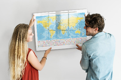 Lavagna magnetica con pennarelli Una mappa del mondo per la personalizzazione e i ricordi
