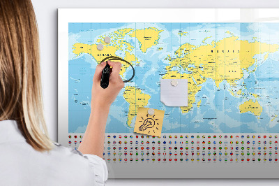 Lavagna magnetica con pennarelli Una mappa del mondo per la personalizzazione e i ricordi