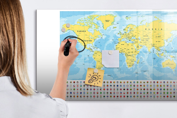 Lavagna magnetica con pennarelli Una mappa del mondo per la personalizzazione e i ricordi