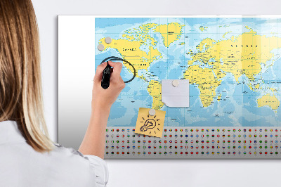 Lavagna magnetica con pennarelli Una mappa del mondo per la personalizzazione e i ricordi