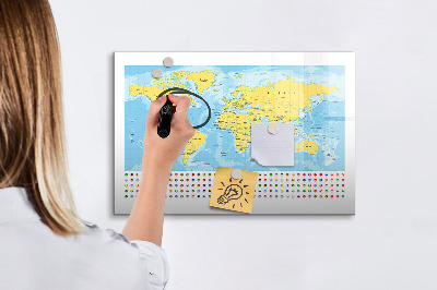Lavagna magnetica con pennarelli Una mappa del mondo per la personalizzazione e i ricordi