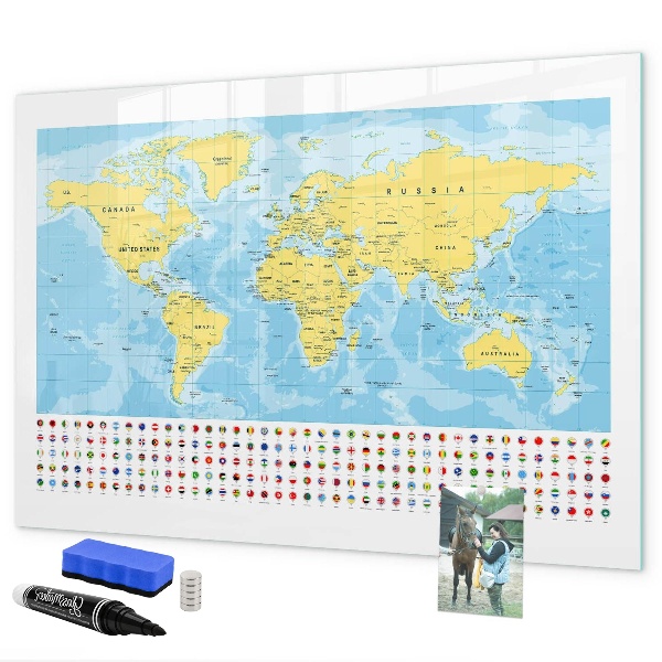 Lavagna magnetica con pennarelli Una mappa del mondo per la personalizzazione e i ricordi