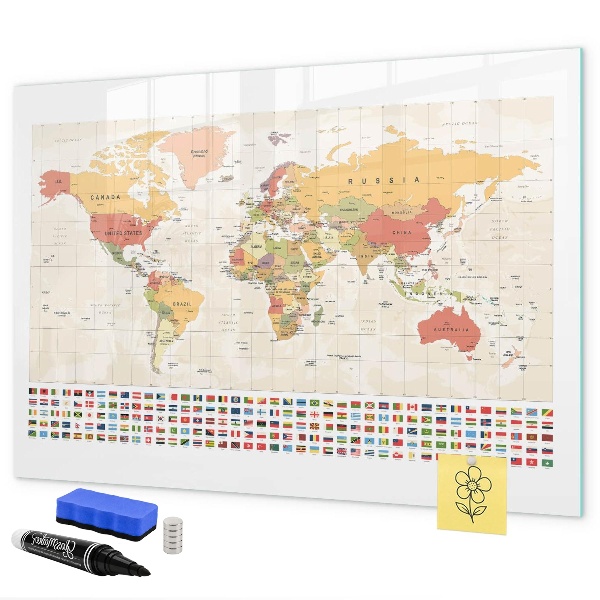 Lavagna magnetica scrivibile Mappa del mondo per la personalizzazione delle foto