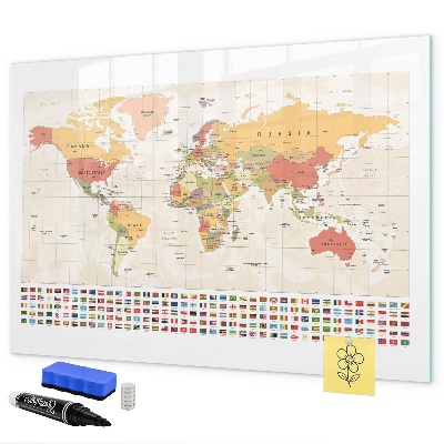 Lavagna magnetica scrivibile Mappa del mondo per la personalizzazione delle foto