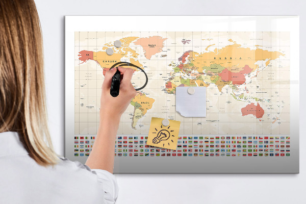 Lavagna magnetica scrivibile Mappa del mondo per la personalizzazione delle foto