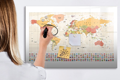 Lavagna magnetica scrivibile Mappa del mondo per la personalizzazione delle foto