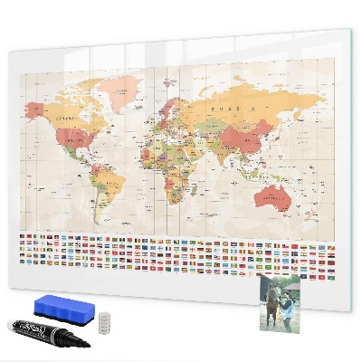 Lavagna magnetica scrivibile Mappa del mondo per la personalizzazione delle foto