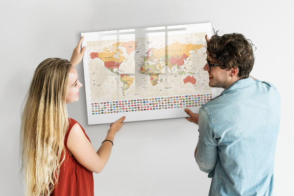 Lavagna magnetica scrivibile Mappa del mondo per la personalizzazione delle foto
