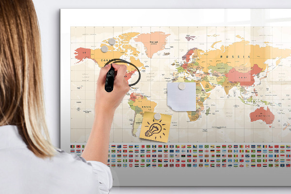 Lavagna magnetica scrivibile Mappa del mondo per la personalizzazione delle foto