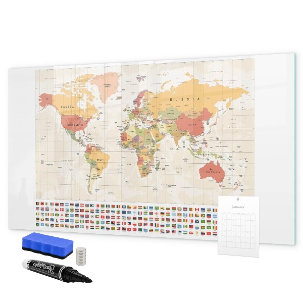 Lavagna magnetica scrivibile Mappa del mondo per la personalizzazione delle foto