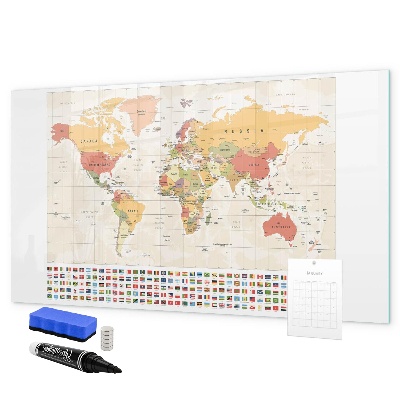 Lavagna magnetica scrivibile Mappa del mondo per la personalizzazione delle foto