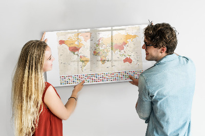 Lavagna magnetica scrivibile Mappa del mondo per la personalizzazione delle foto
