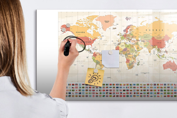Lavagna magnetica scrivibile Mappa del mondo per la personalizzazione delle foto