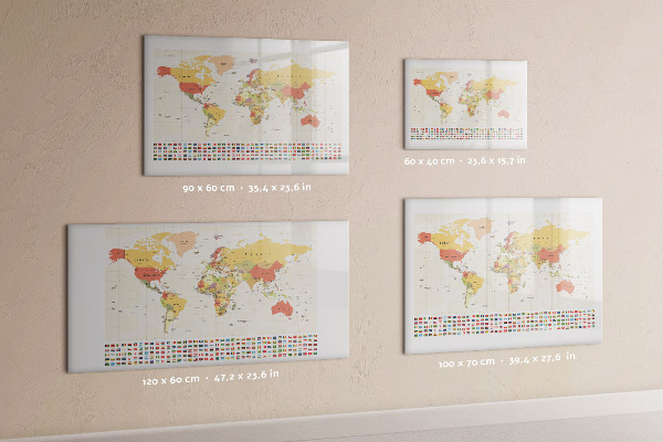 Lavagna magnetica scrivibile Mappa del mondo per la personalizzazione delle foto