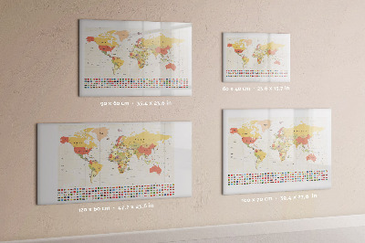 Lavagna magnetica scrivibile Mappa del mondo per la personalizzazione delle foto