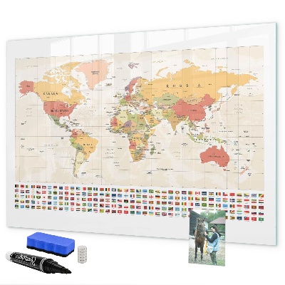Lavagna magnetica scrivibile Mappa del mondo per la personalizzazione delle foto