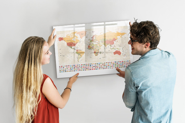 Lavagna magnetica scrivibile Mappa del mondo per la personalizzazione delle foto