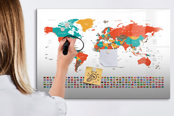 Lavagna magnetica scrivibile Mappa del mondo interattiva con foto