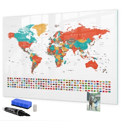 Lavagna magnetica scrivibile Mappa del mondo interattiva con foto