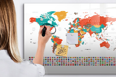 Lavagna magnetica scrivibile Mappa del mondo interattiva con foto