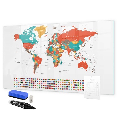 Lavagna magnetica scrivibile Mappa del mondo interattiva con foto