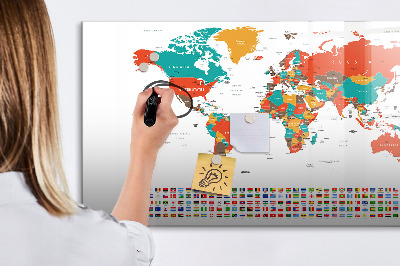 Lavagna magnetica scrivibile Mappa del mondo interattiva con foto