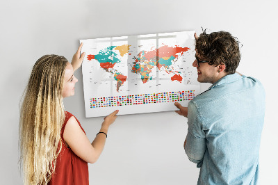 Lavagna magnetica scrivibile Mappa del mondo interattiva con foto