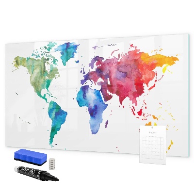 Lavagna magnetica con pennarelli Una mappa colorata per ricordi e appunti.