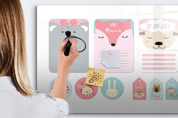 Lavagna magnetica con pennarelli Agenda colorata con motivi di animali