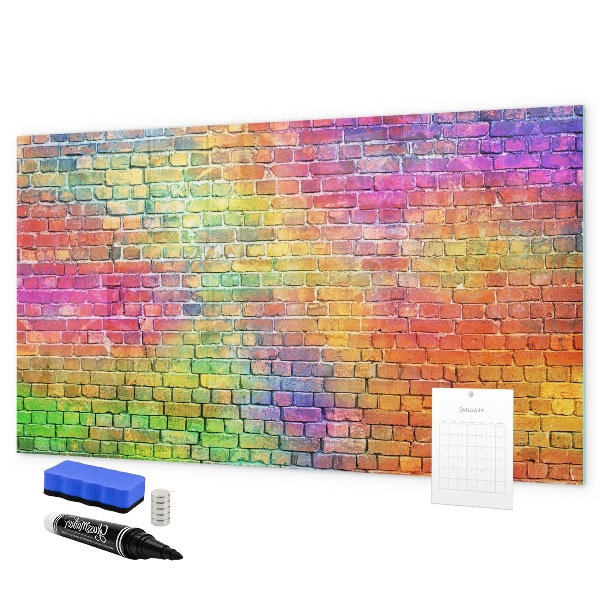 Lavagna magnetica scrivibile Una parete colorata con spazio per le foto