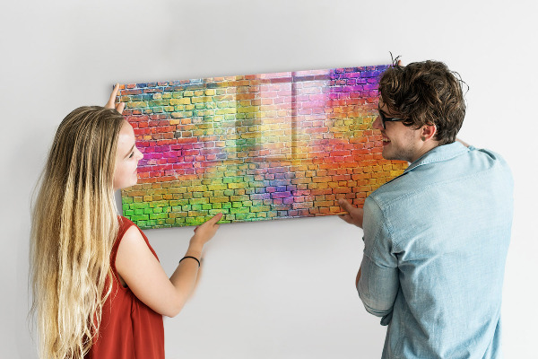 Lavagna magnetica scrivibile Una parete colorata con spazio per le foto