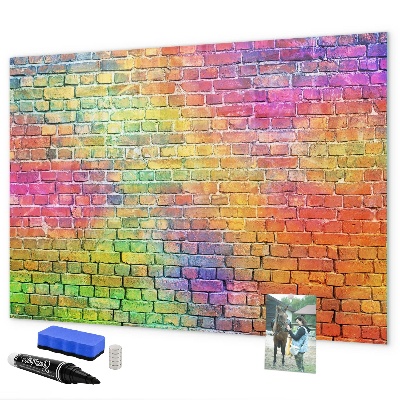 Lavagna magnetica scrivibile Una parete colorata con spazio per le foto