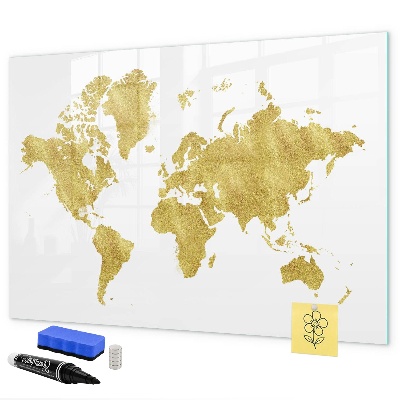 Lavagna magnetica con pennarelli Mappa del mondo con spazio per le foto