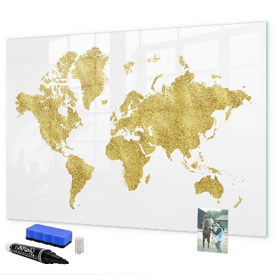 Lavagna magnetica con pennarelli Mappa del mondo con spazio per le foto