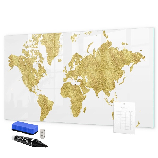 Lavagna magnetica con pennarelli Mappa del mondo con spazio per le foto