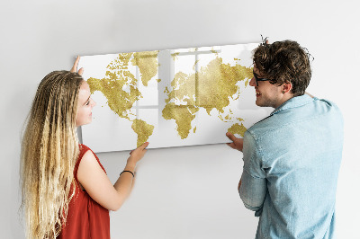 Lavagna magnetica con pennarelli Mappa del mondo con spazio per le foto