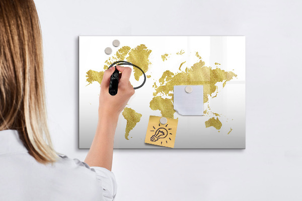 Lavagna magnetica con pennarelli Mappa del mondo con spazio per le foto