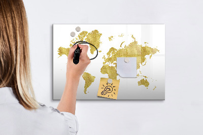 Lavagna magnetica con pennarelli Mappa del mondo con spazio per le foto