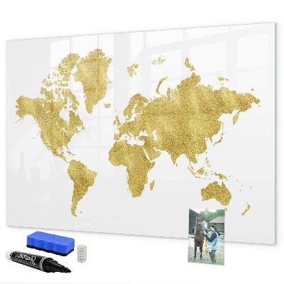Lavagna magnetica con pennarelli Mappa del mondo con spazio per le foto