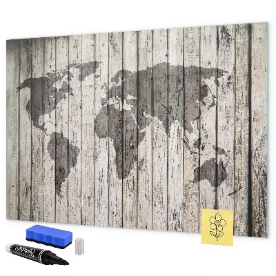 Lavagna magnetica con pennarelli Mappa del mondo con spazio per le foto