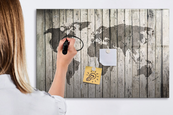 Lavagna magnetica con pennarelli Mappa del mondo con spazio per le foto